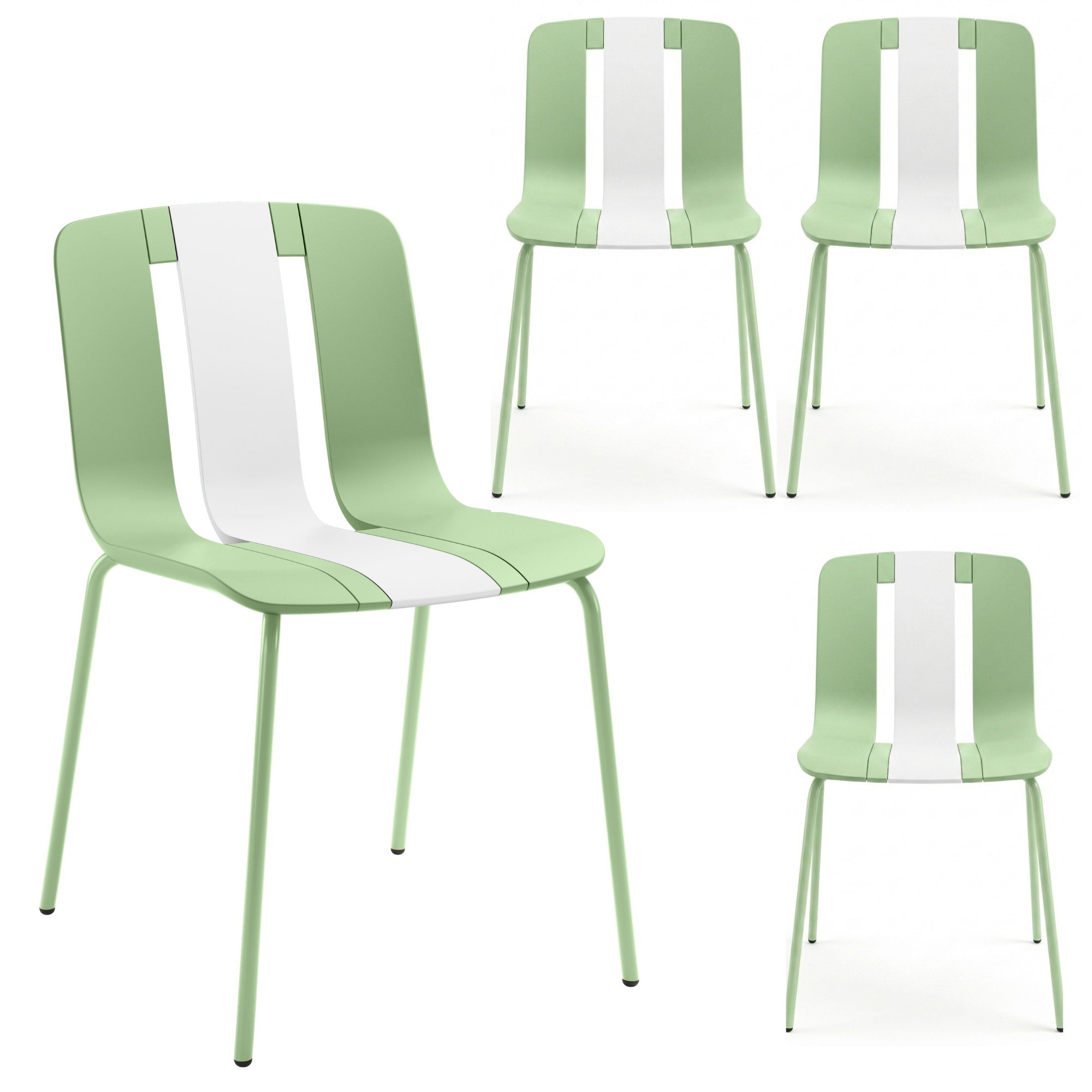 Set 4 Sedie moderne da giardino in polipropilene, fiberglass e metallo - Sunny