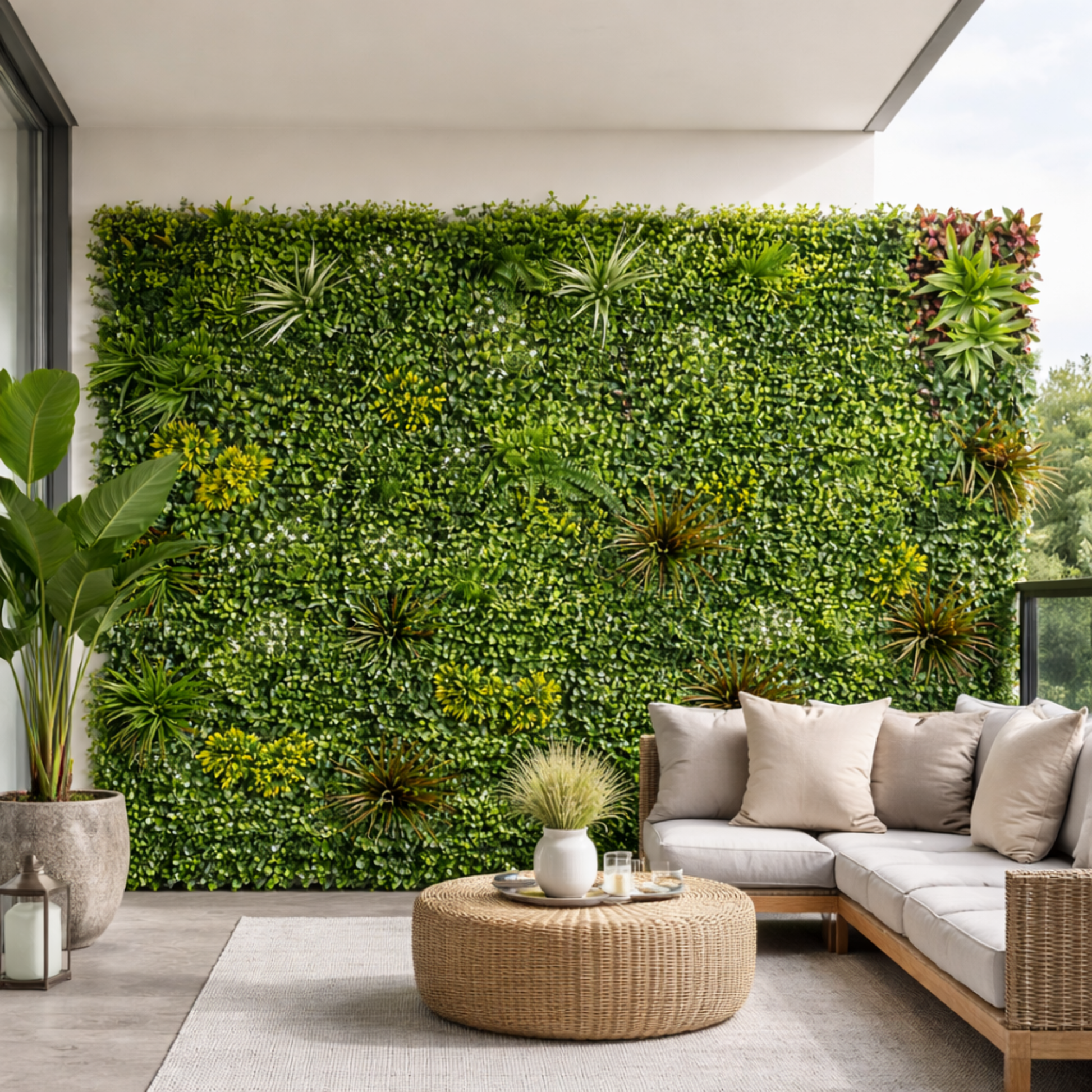 Parete con piante artificiali per giardino verticale 100x100 cm - Spring Garden