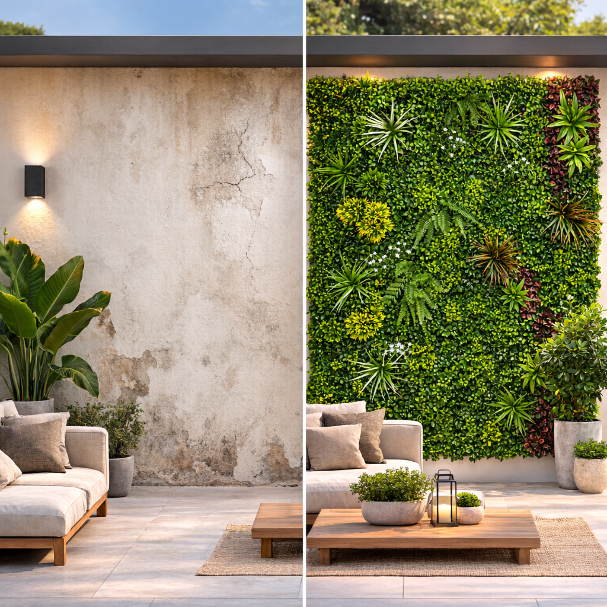 Parete con piante artificiali per giardino verticale 100x100 cm - Spring Garden