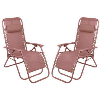 Set 2 Poltrone reclinabili in metallo e textilene monocolore con cuscino - No Gravity