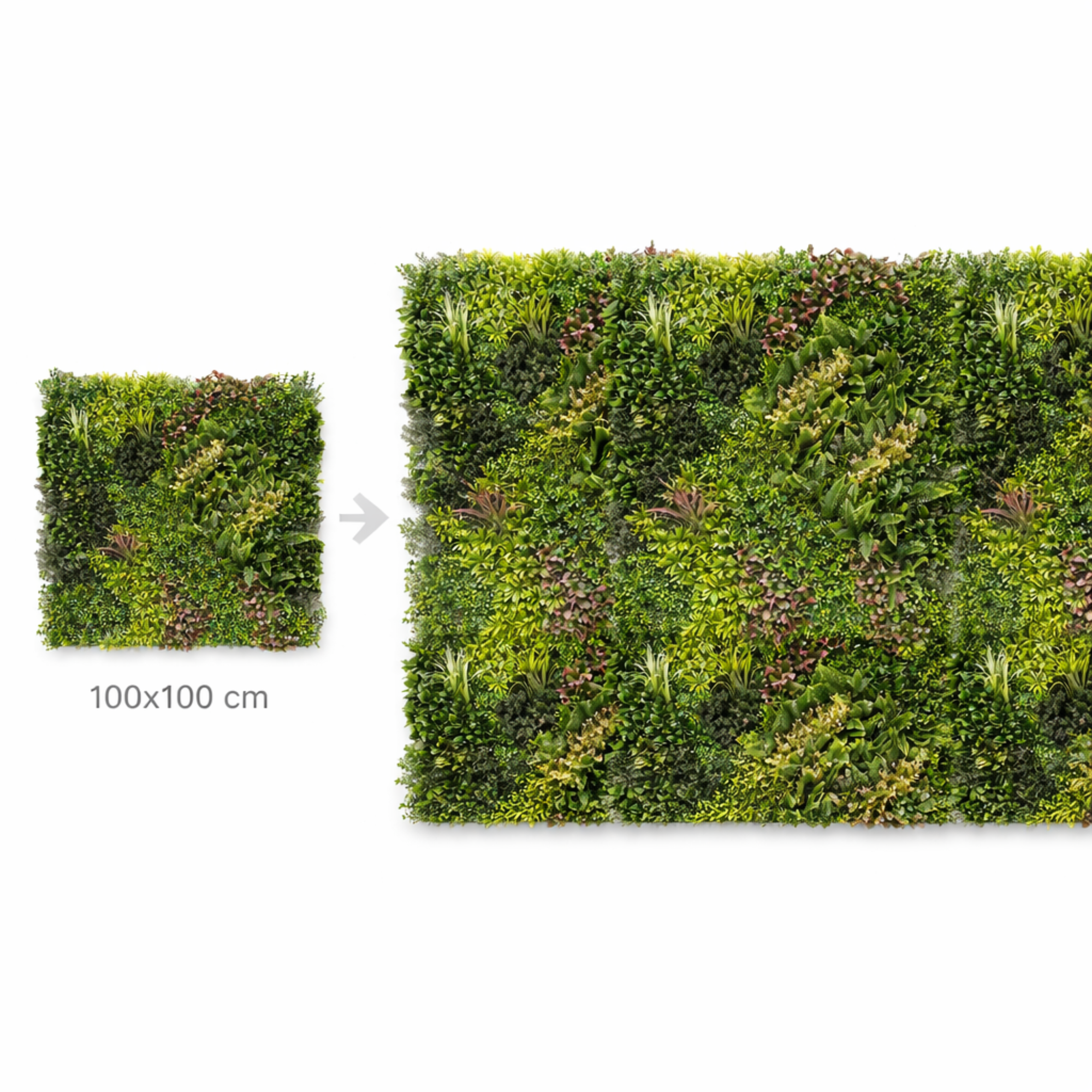 Parete con piante artificiali per giardino verticale 100x100 cm - Hera