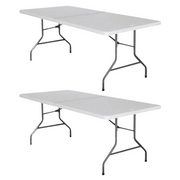 Set 2 tavoli pieghevoli per campeggio e catering 180x74 cm