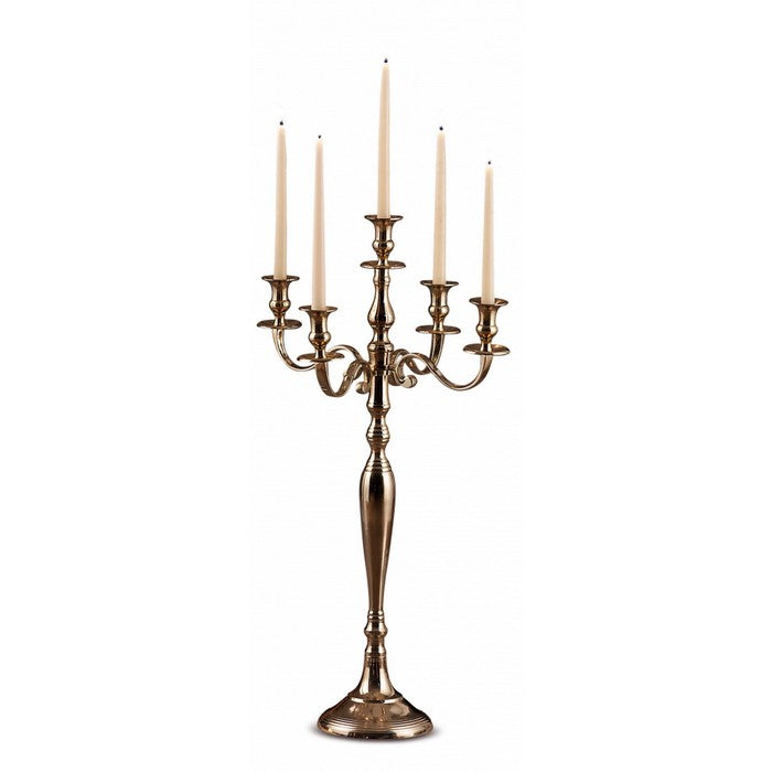 Candeliere Golden in metallo 5 fiamme