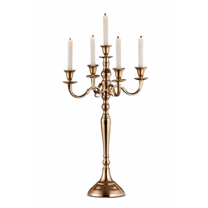 Candeliere Golden in metallo 5 fiamme