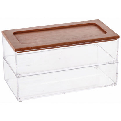 Contenitore porta oggetti in plastica e bamboo - Feiz