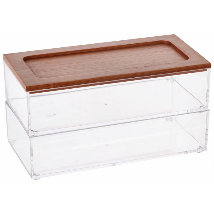 Contenitore porta oggetti in plastica e bamboo - Feiz