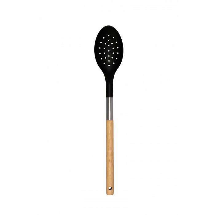 Cucchiaio forato da cucina con manico in legno