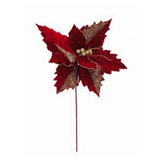 Fiore natalizio in velluto rosso scuro con bacche