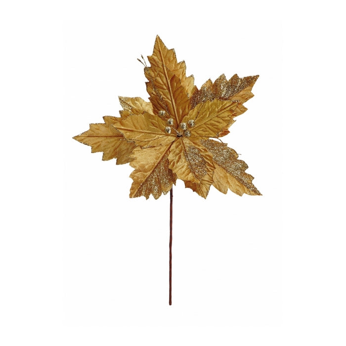 Fiore natalizio in velluto dorato con bacche