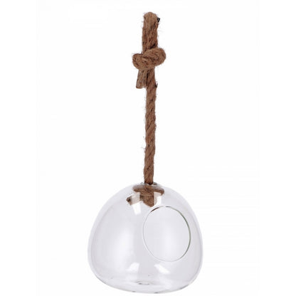 Vaso da appendere in vetro con corda
