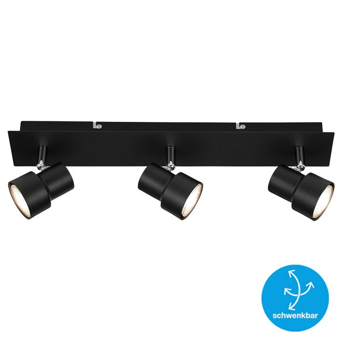 Applique 3 spot moderno nero Rock led - BRILONER - 34277273338072