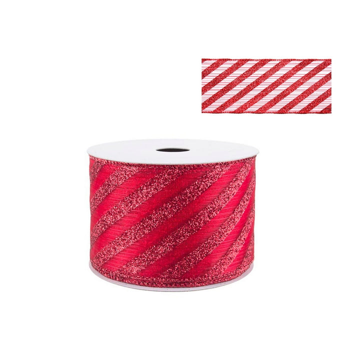Nastro natalizio con strisce rosso 4 metri - Stripe