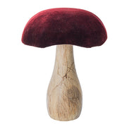 Decorazione natalizia fungo in velluto e legno rosso - Valvelty