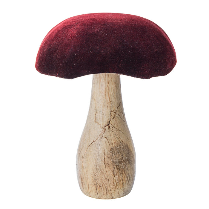 Decorazione natalizia fungo in velluto e legno rosso - Valvelty