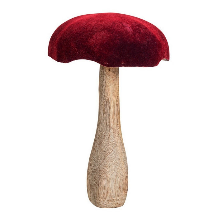 Decorazione natalizia fungo in velluto e legno rosso - Valvelty