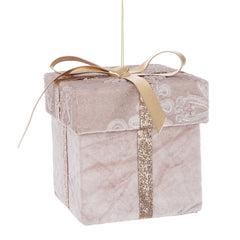 Pendaglio natalizio in velluto rosa pacco regalo - Delicta