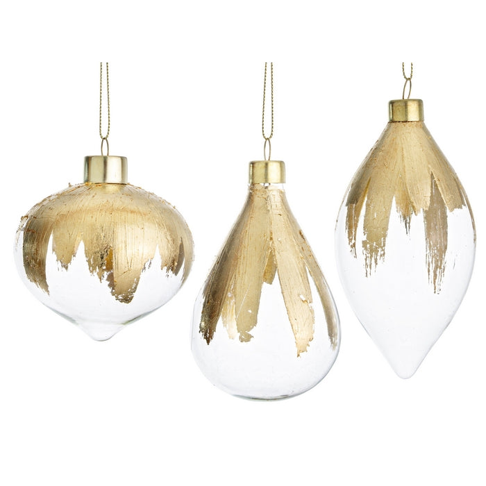 Pendaglio natalizio in vetro trasparente e oro - Paint