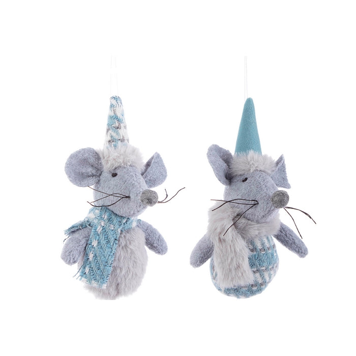 Pendaglio natalizio topolino grigio e azzurro - Heather