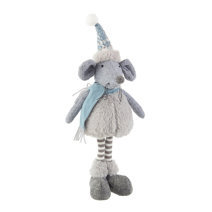 Decorazione natalizia topolino in piedi grigio e azzurro 34 cm - Heather