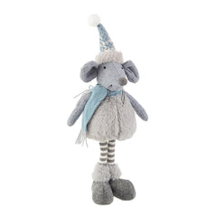 Decorazione natalizia topolino in piedi grigio e azzurro 34 cm - Heather