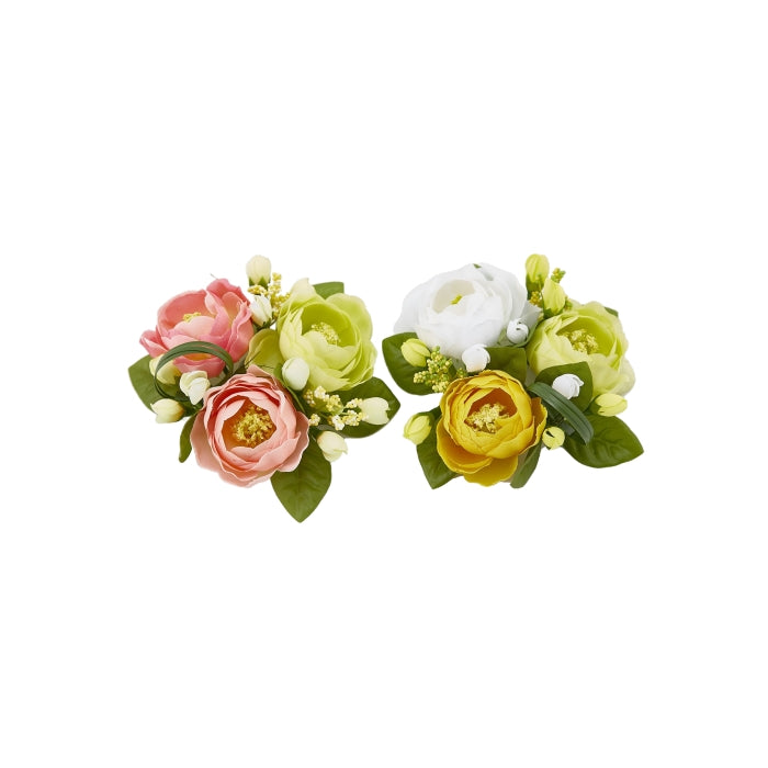 Corona decorativa con fiori artificiali - Ranuncoli - EDG - 34267674443992