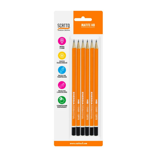Confezione 6 matite hb - SCATTO ENERGIA CREATIVA - 
