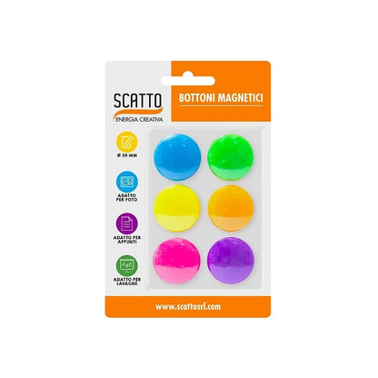 Set 6 bottoni magnetici colorati