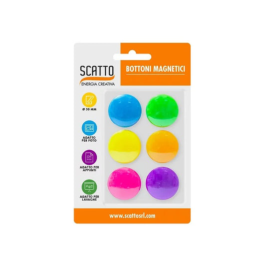 Set 6 bottoni magnetici colorati - SCATTO ENERGIA CREATIVA - 34277310038232