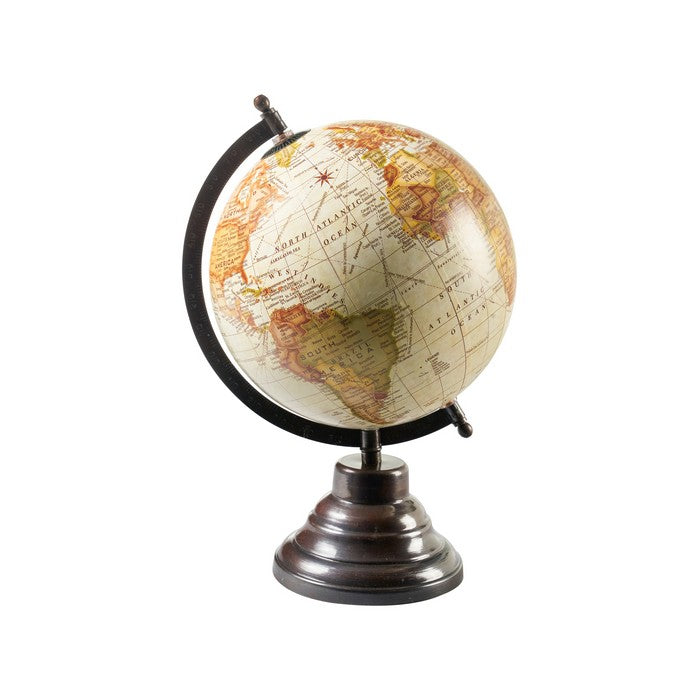 Mappamondo crema con base in metallo - NOVITA' HOME - 34270189584600