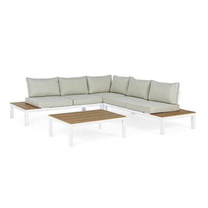 Salotto angolare da giardino in alluminio con cuscini - Elias