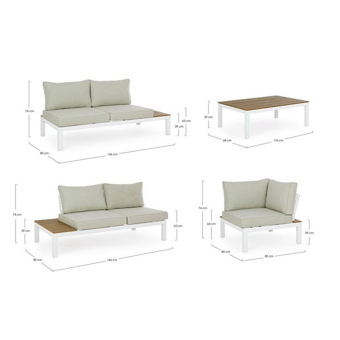 Salotto angolare da giardino in alluminio con cuscini - Elias