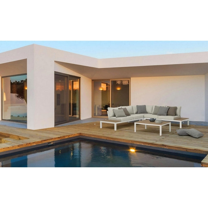 Salotto angolare da giardino in alluminio con cuscini - Elias