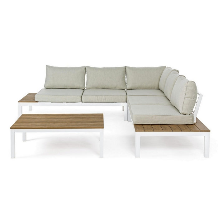 Salotto angolare da giardino in alluminio con cuscini - Elias