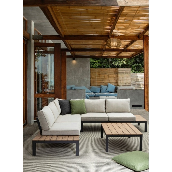 Salotto angolare da giardino in alluminio con cuscini - Elias