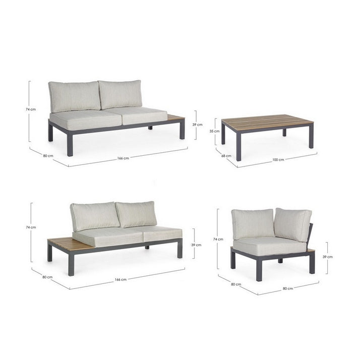 Salotto angolare da giardino in alluminio con cuscini - Elias