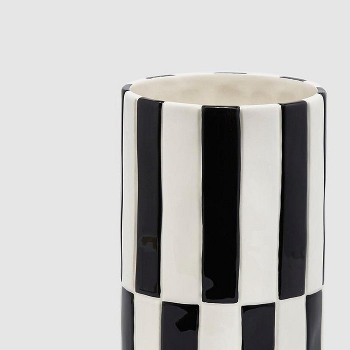 Vaso cilindrico con righe Black&White - EDG - 34264528552152