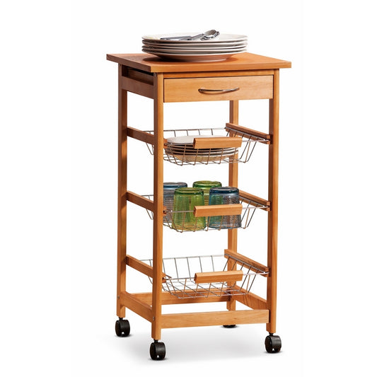 Carrello da cucina noce con cassetto e cestelli - AD TREND - 34275946627288