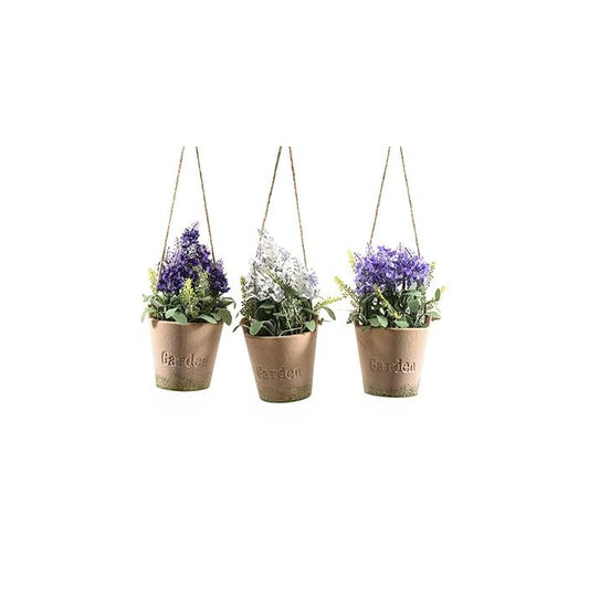 Piantina artificiale di lavanda da appendere in vaso di coccio - MERCURY - 34267961491672