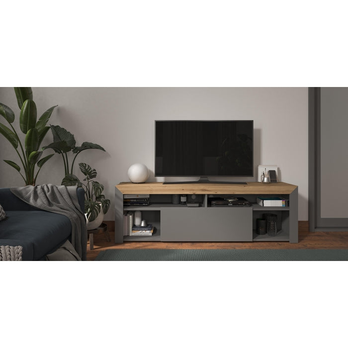 Porta TV rovere anticato e grigio - Almeria
