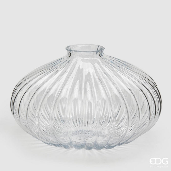Vaso in vetro tondo con righe in vetro - Nida - EDG - 34264597725400