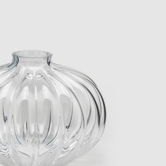 Vaso in vetro tondo con righe in vetro - Nida - EDG - 34259575931096