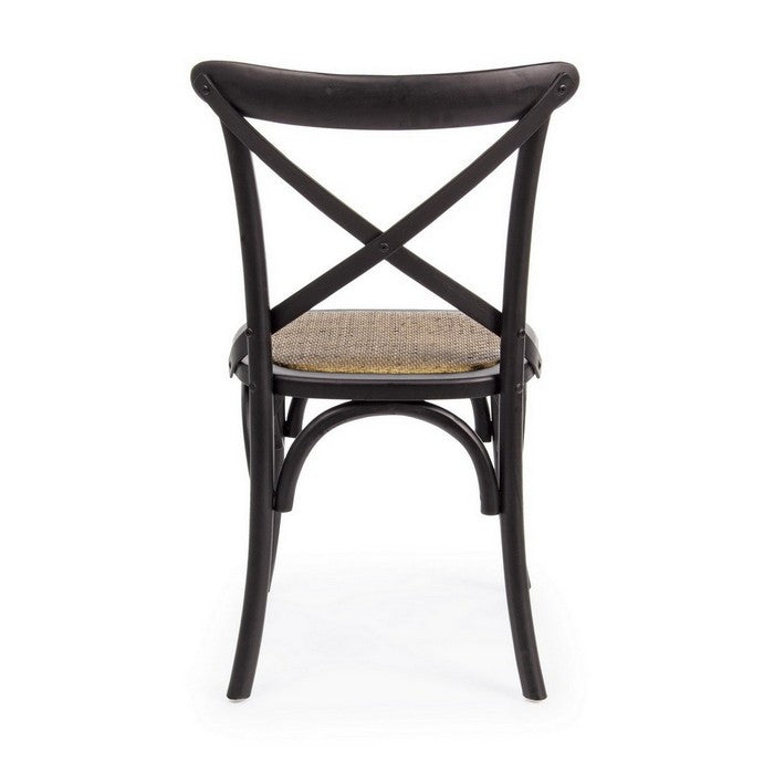 Sedia in legno con seduta imbottita rattan - Cross