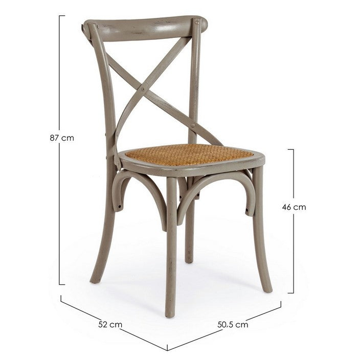 Sedia in legno con seduta imbottita rattan - Cross