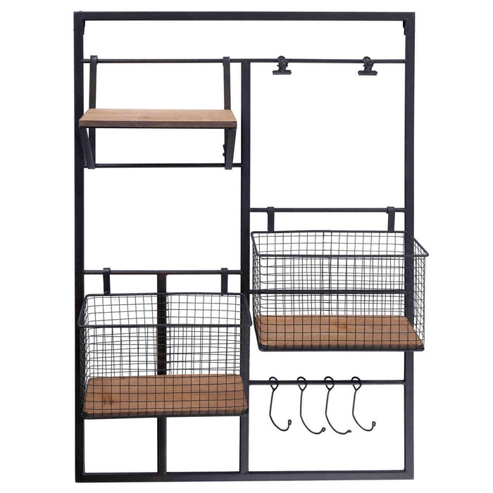 Pensile 2 cestelli ferro con mensola Industrial - NOVITA' HOME - 34278230622424