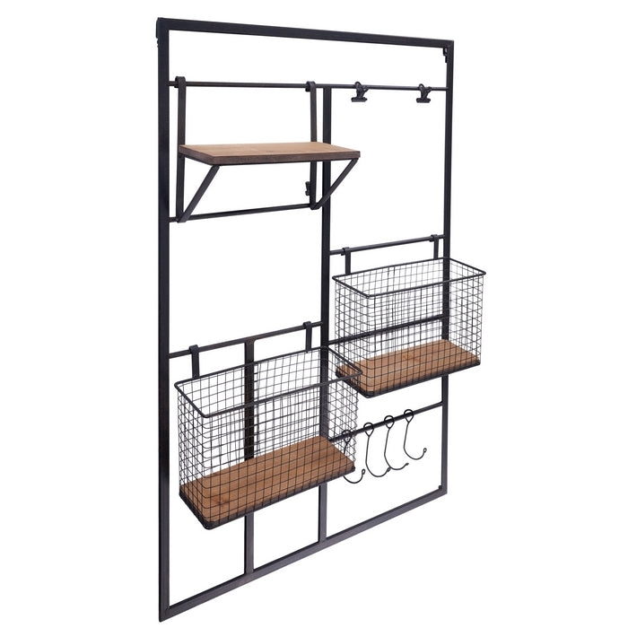 Pensile 2 cestelli ferro con mensola Industrial - NOVITA' HOME - 34278230753496