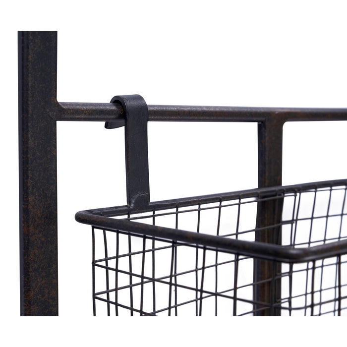Pensile 2 cestelli ferro con mensola Industrial - NOVITA' HOME - 34268175761624