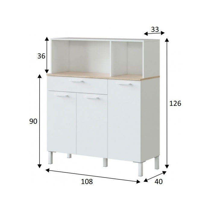 Mobile da cucina 3 ante con ripiano e cassetto - FORES - 34278279643352