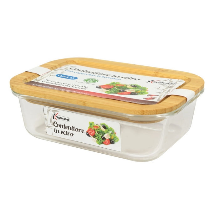 Contenitore in vetro con barattolo in bamboo