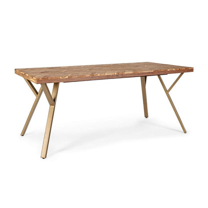Tavolo contemporaneo in legno e acciaio - Raida