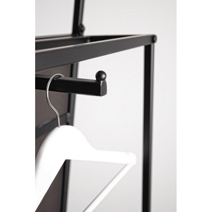 Specchio Minimal in metallo nero con ripiano e appendiabiti - Ekbal